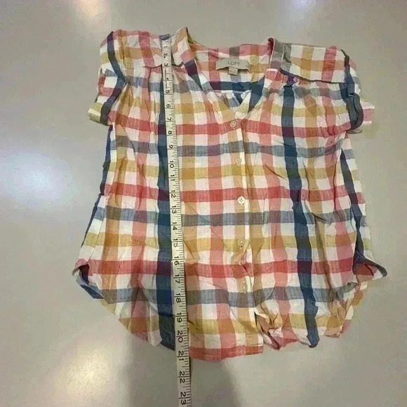 Loft Plaid Button Down Top Size Medium Size XXS Petite - Picture 3 of 9